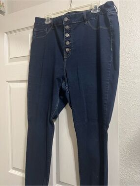 VIP Dark Blue High-Rise Button-Fly Jeans